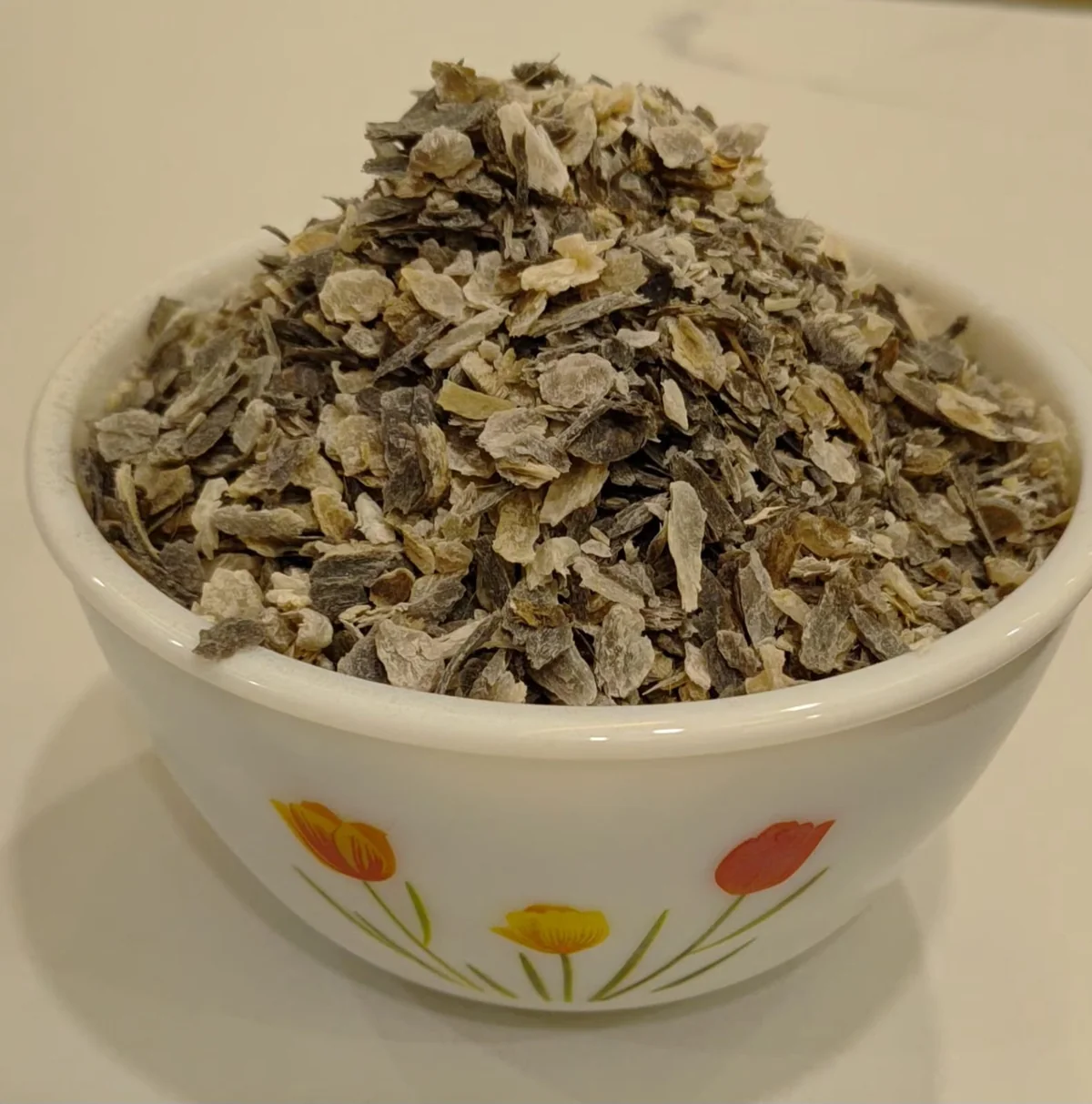 Raw crushed hooves in a bowl